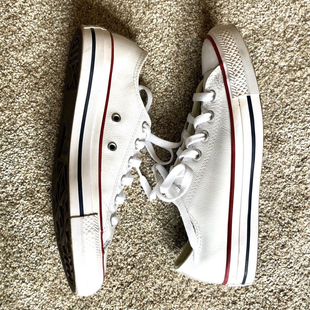 Converse Chuck Taylor 6.5 Leather White All Star Low Top Lace Up - Picture 5 of 10